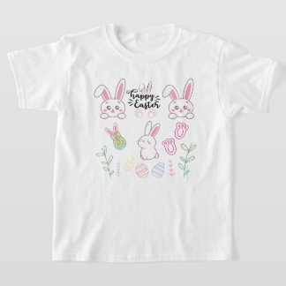 Pink & White "Happy Easter" Bunny T-Shirt