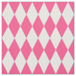 Pink White Harlequin Diamonds Checkers Design  Fabric