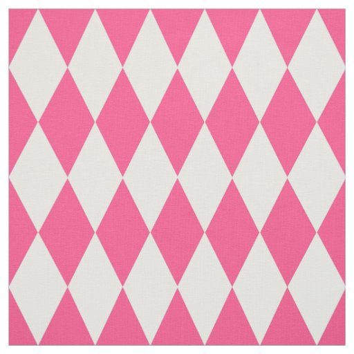 Pink White Harlequin Diamonds Checkers Design  Fabric