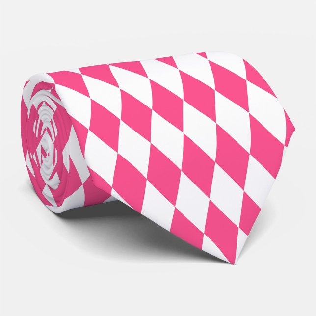 Pink White Harlequin Diamonds Checkers Design  Neck Tie (Creator Uploaded)