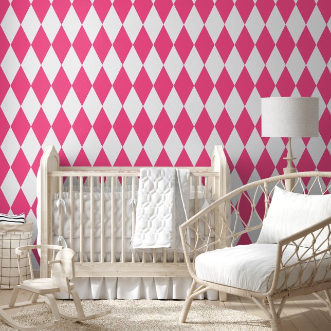 Pink White Harlequin Diamonds Checkers Design  Wallpaper (Creator Uploaded)