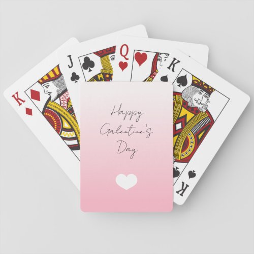 Pink White Heart Happy Galentines Day Games Playing Cards