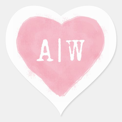 Pink White Heart Monogram Wedding Envelope Seal