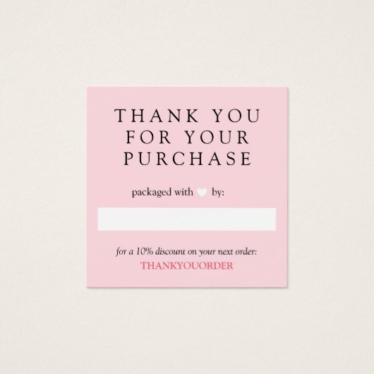 Pink White Heart Thank You For Order (Front)