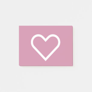 Pink White Heart Valentines Post-It Notes