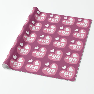 Pink White Hearts 60th Birthday Custom Name V02B Wrapping Paper
