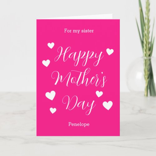 Pink White Hearts Happy Mothers Day  Card
