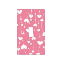 Pink White Hearts Nursery Girls Room Light Switch Cover