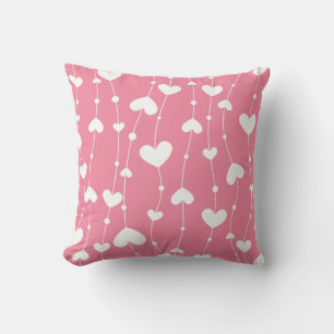Pink White Hearts Nursery Girls Room  Throw Pillow