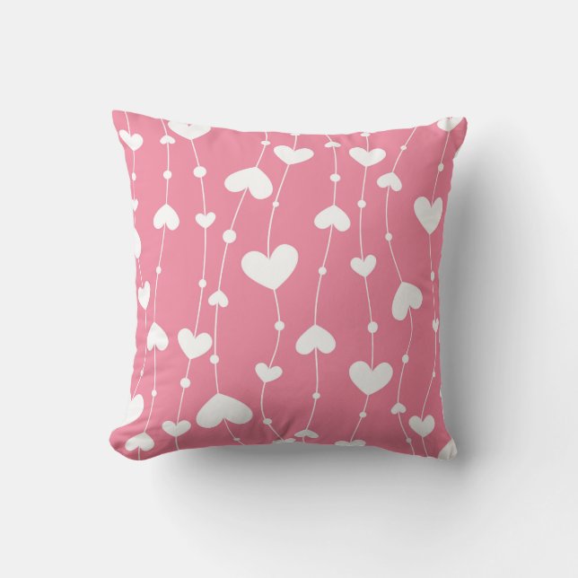 Pink White Hearts Nursery Girls Room  Throw Pillow (Front)