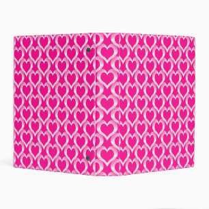 Pink White Hearts Pattern Mini Binder