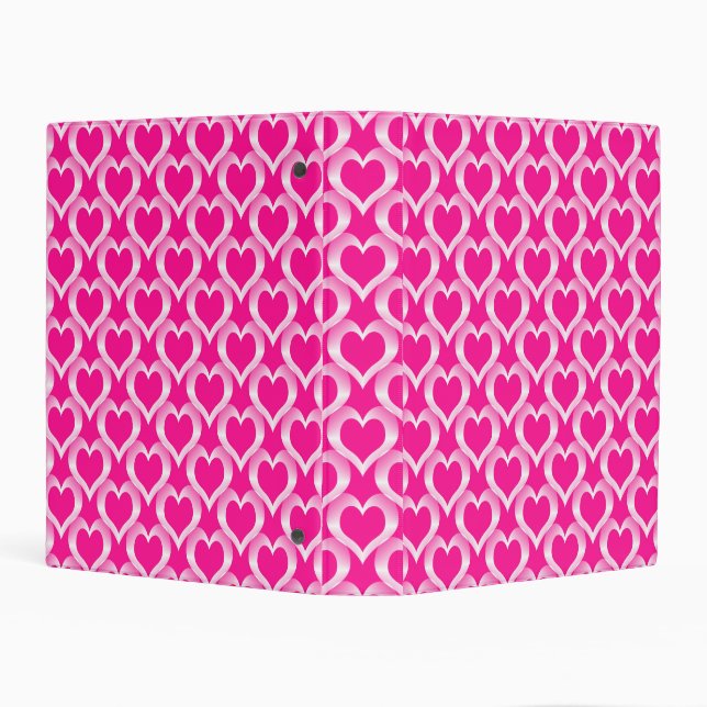 Pink White Hearts Pattern Mini Binder (Background)
