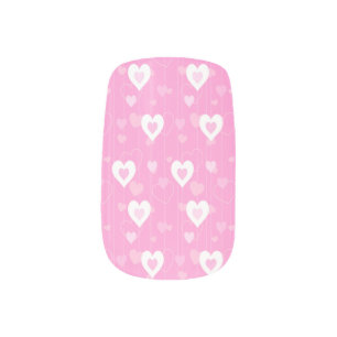 Pink & White Hearts Pattern Nail Wraps
