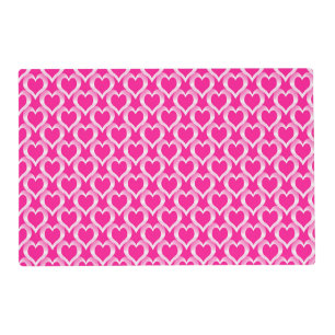 Pink White Hearts Pattern Placemat