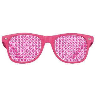Pink White Hearts Pattern Retro Sunglasses