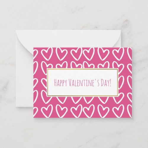 Pink  White Hearts Valentine Cards 100 pack