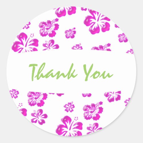 Pink  White Hibiscus Flower Floral Party Sticker
