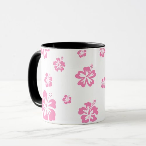 Pink  White Hibiscus Flower Personalized Custom Mug