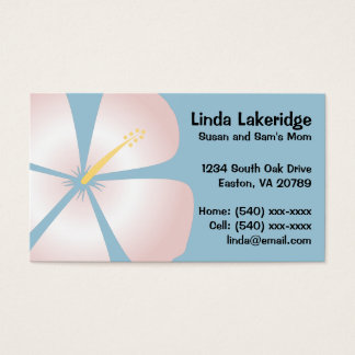 Pink / White Hibiscus Flowers Mommy Contact Card
