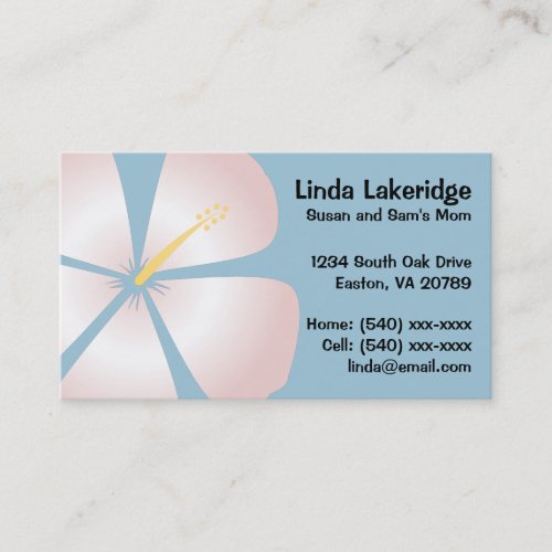 Pink  White Hibiscus Flowers Mommy Contact Card