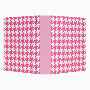 Pink White Houndstooth Check Design 3 Ring Binder