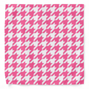 Pink White Houndstooth Check Design  Bandana