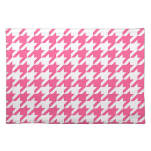 Pink White Houndstooth Check Design  Cloth Placemat