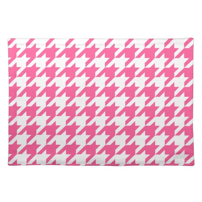 Pink White Houndstooth Check Design  Cloth Placemat (Front)