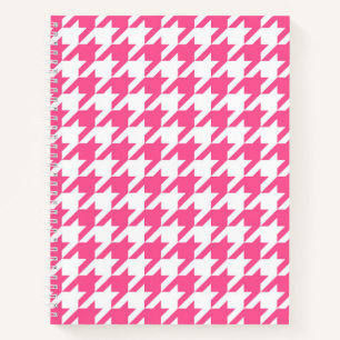 Pink White Houndstooth Check Design Notebook