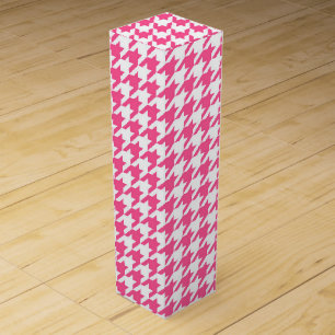 Pink White Houndstooth Check Design  Wine Box