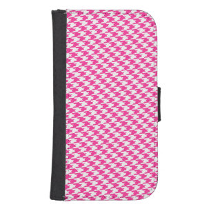 Pink & White Houndstooth Samsung Wallet Case