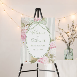 Pink White Hydrangeas Sage Green Baby Foam Board