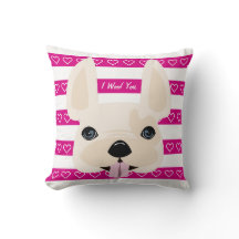 Pink & white I Woof You decorative pillow!