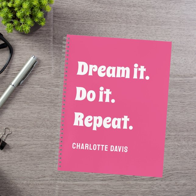 Pink white inspirational quote dream it do it notebook (Creator Uploaded)
