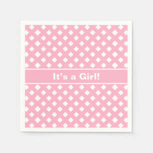 Pink & White It’s a Girl Baby Shower Napkins