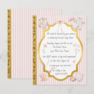 Pink White Kitties Baby Shower Digital Download Invitation