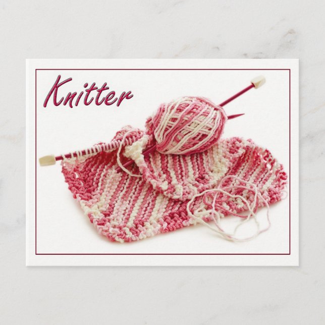 Pink/White Knitting Still Life Photography Postcard (Front)