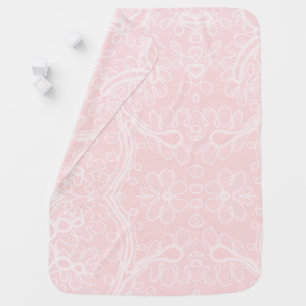 Pink White Lace Pretty Girly Pastel Nursery Baby Blanket