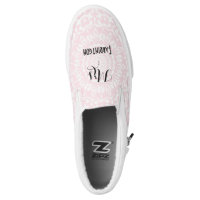 Pink White Lacy Print Personalized Brides Wedding Slip-On Sneakers