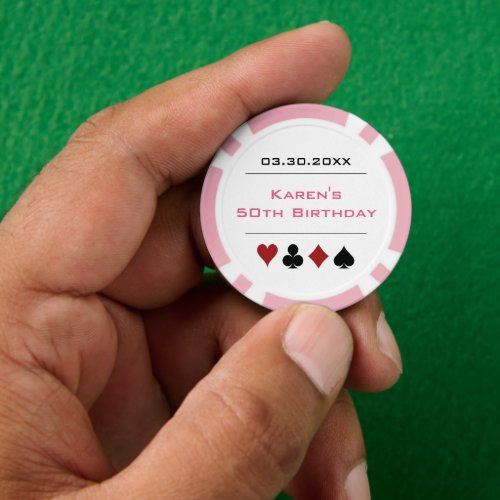 Pink White Las Vegas Casino Poker Chip Birthday
