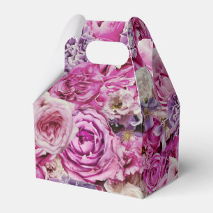 Pink White Lavender Rose Flowers Pattern Favor Boxes