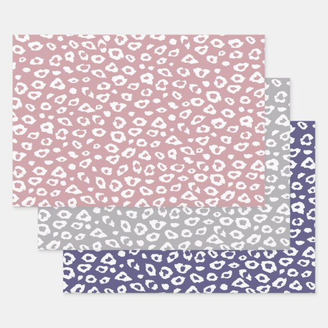 Pink White Leopard Wrapping Paper Sheets (Set)