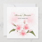 Pink & White Lilies Wedding Announcement (Back)