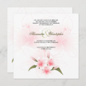 Pink & White Lilies Wedding Announcement (Front/Back)