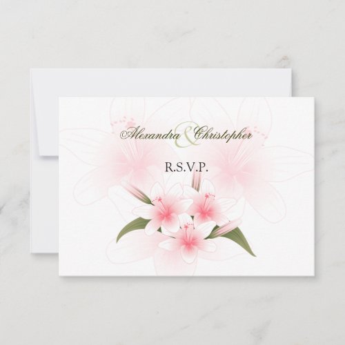 Pink &amp; White Lilies Wedding RSVP