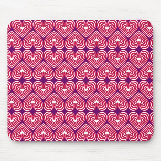 Pink & White Lined Hearts Mouse Pad (Front)