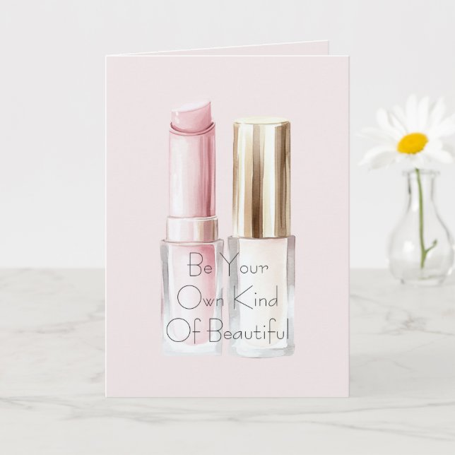 Pink White Lipstick Ivory Nail Polish Card (Small Plant)