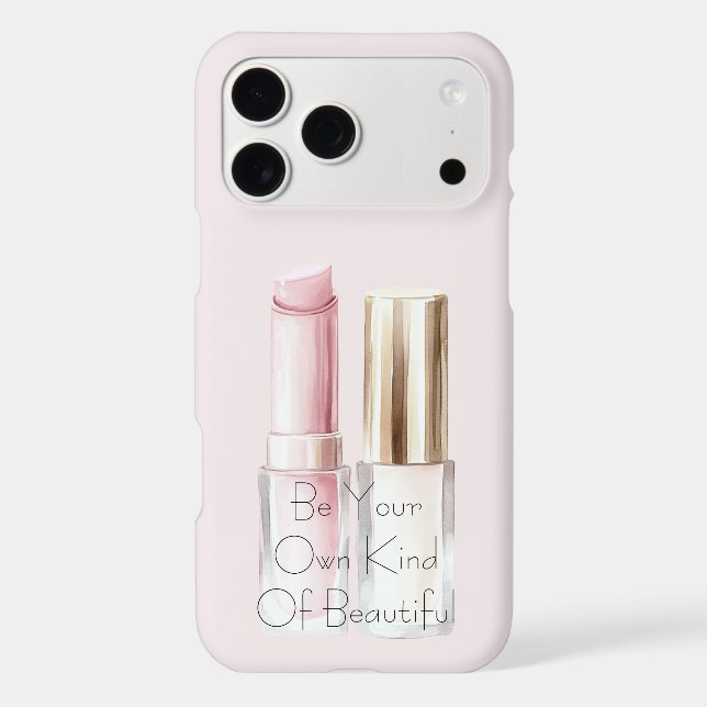 Pink White Lipstick Ivory Nail Polish iPhone Case (Back)