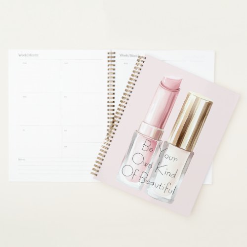 Pink White Lipstick Ivory Nail Polish Planner