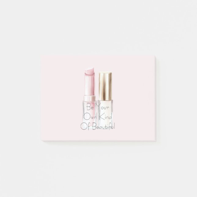 Pink White Lipstick Ivory Nail Polish Post-it Notes (Front)